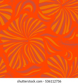 Vector sketch of many orange flowers. Hand drawn seamless flower illustration. Seamless pattern of orange hibiscus floral background.