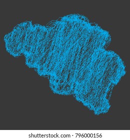 Vector Sketch Up in map, EPS 10. Map of Belgium, blue sketch abstract background. The hand drawn map on school grid background texture. scribble pan vector illustration,