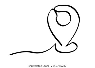 vector sketch map pointer single one line art, continuous 
