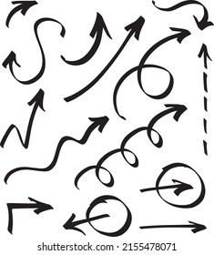 Vector Sketch Marker Arrows Doodle Style