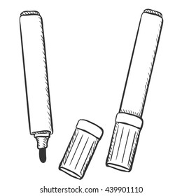 Vector Sketch Markers. Felt Pens with Cap