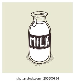 Vector Sketch Milk Bottle