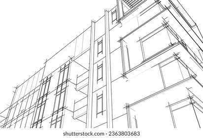 Vector sketch of modern building