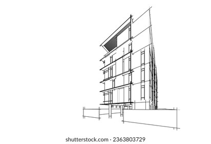 Vector sketch of modern building