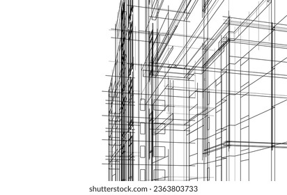 Vector sketch of modern building