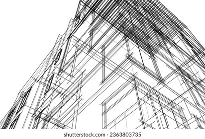 Vector sketch of modern building