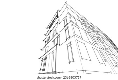 Esbozo vectorial del edificio moderno