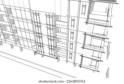 Vector sketch of modern building