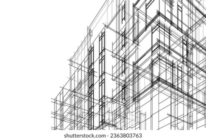 Vector sketch of modern building