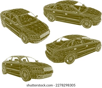 Vector sketch of modern family sedan car illustration