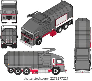 Vector sketch of modern garbage truck car illustration