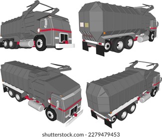 Vector sketch of modern garbage truck car illustration