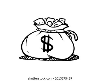 vector sketch money bag