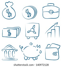 Vector sketch money icons