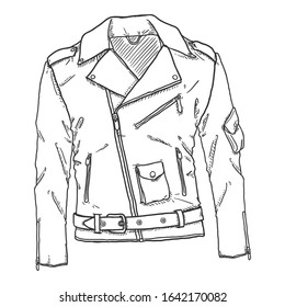 Vector Sketch Motorcycle Jacket. Biker Style Outfit