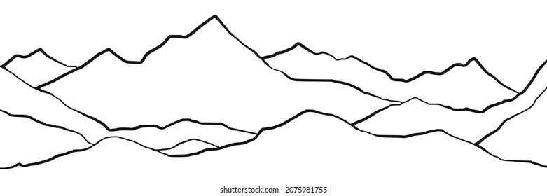 Vector sketch, mountain landscape, imitation of a pencil drawing