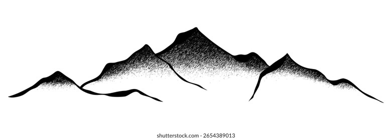 Vektorskizze, Berglandschaft, Nachahmung einer Bleistiftzeichnung