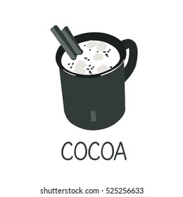 Vector sketch. Mug of cocoa. Isolated on a white background.