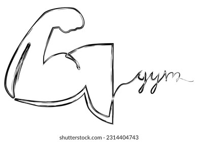 vector sketch muscle, big bicep and tricep single one line art, continuous 
