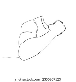 vector sketch muscle, big bicep and tricep single one line art, continuous 
