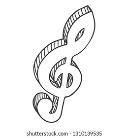 Vector Sketch Musical Note Icon. Music Key.