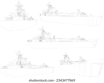 Vektorskizze einer Marinekriegsgrafik