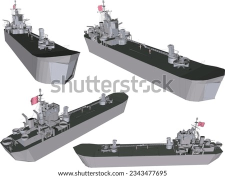 Vector sketch of a navy combat warship illustration