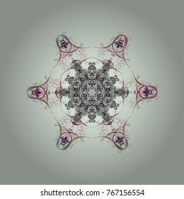 Vector sketch. Neutral, gray and pink colors. Christmas cute background with snowflakes abstract background. Neutral, gray and pink snowflakes. Holiday design for Christmas and New Year fashion prints