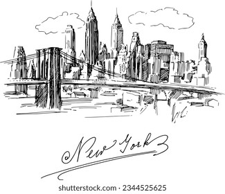 vector sketch of new york city