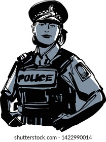 the vector sketch of the New Zealand police officer