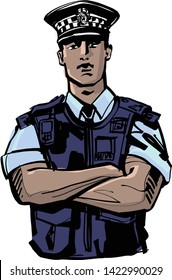 the vector sketch of the New Zealand police officer