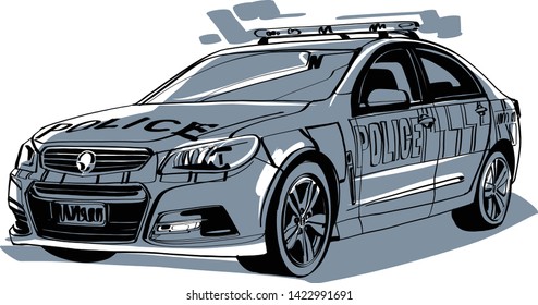 the vector sketch of the New Zealand police car