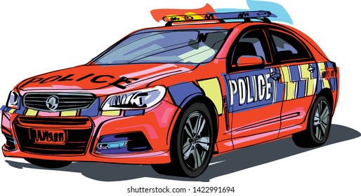 the vector sketch of the New Zealand police car