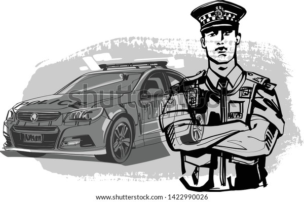 the\
vector sketch of the New Zealand police\
officer