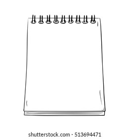Vector sketch a notepad with spring. Hand draw illustration.