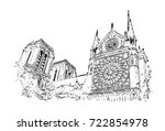 Vector Sketch of Notre-Dame de Paris France in illustration.