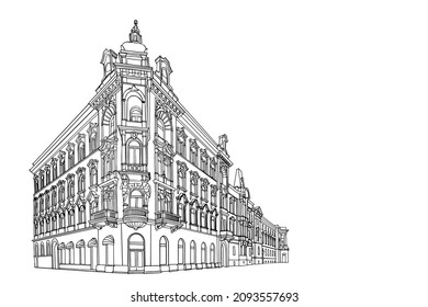 Vector sketch of old architecture of Zagreb. Croatia.