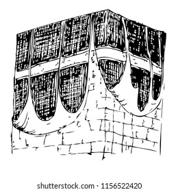 vector sketch of Old Kaaba in Mecca Saudi Arabia