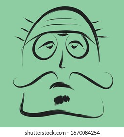 dibujo vectorial de un viejo retrato como profesor o intelectual