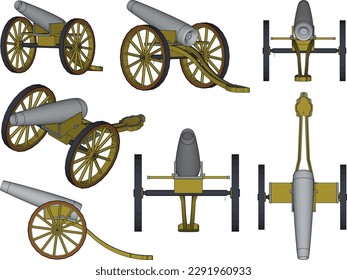 Vector sketch of old vintage cannon for war 