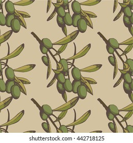 Vector sketch of olive tree branch. for design