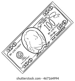Vector Sketch One Hundred Dollars Banknote