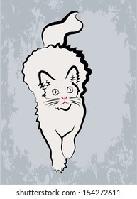 Vector sketch of one white cat.