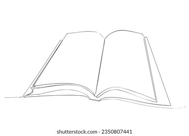 vector sketch open book single one line art, continuous 
