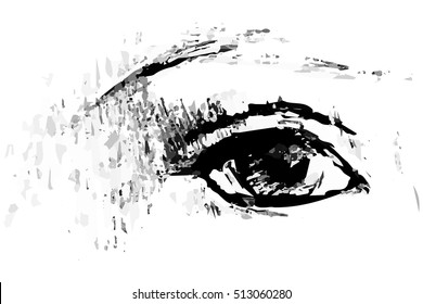 Vector Sketch Of An Open Human Eye