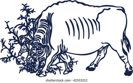 Vector of sketch of ox