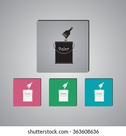 Vector Sketch Paint Can and Brush