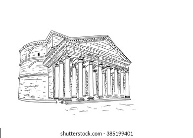 vector sketch of Pantheon. Rome. Italy.
