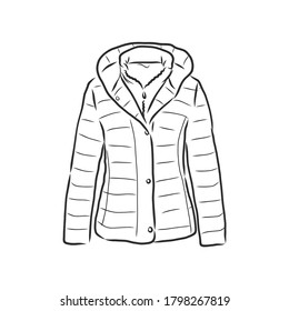Vektor Sketch Parka Jacket. Winterkleidung. warme Jacke, Vektorgrafik