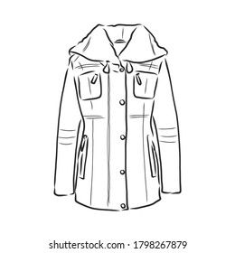 Vector Sketch Parka Jacket. Winter Outerwear. warm jacket, vector sketch illustration